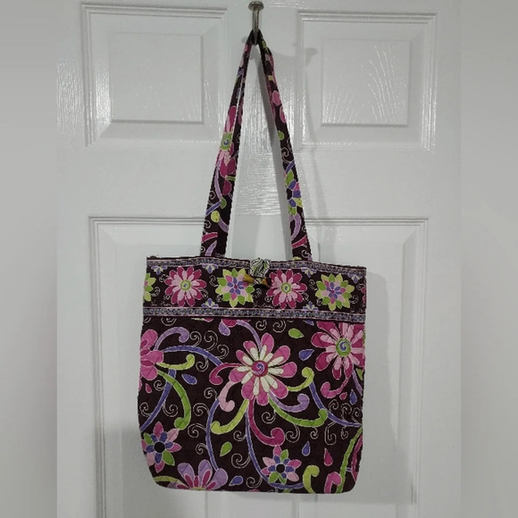 Vera Bradley Purple Punch Tote with Toggle Closure Bag - Picture 1 of 10